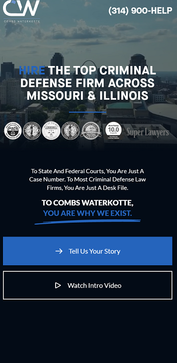 The Combs Waterkotte mobile website homepage by St. Louis Web Design Company